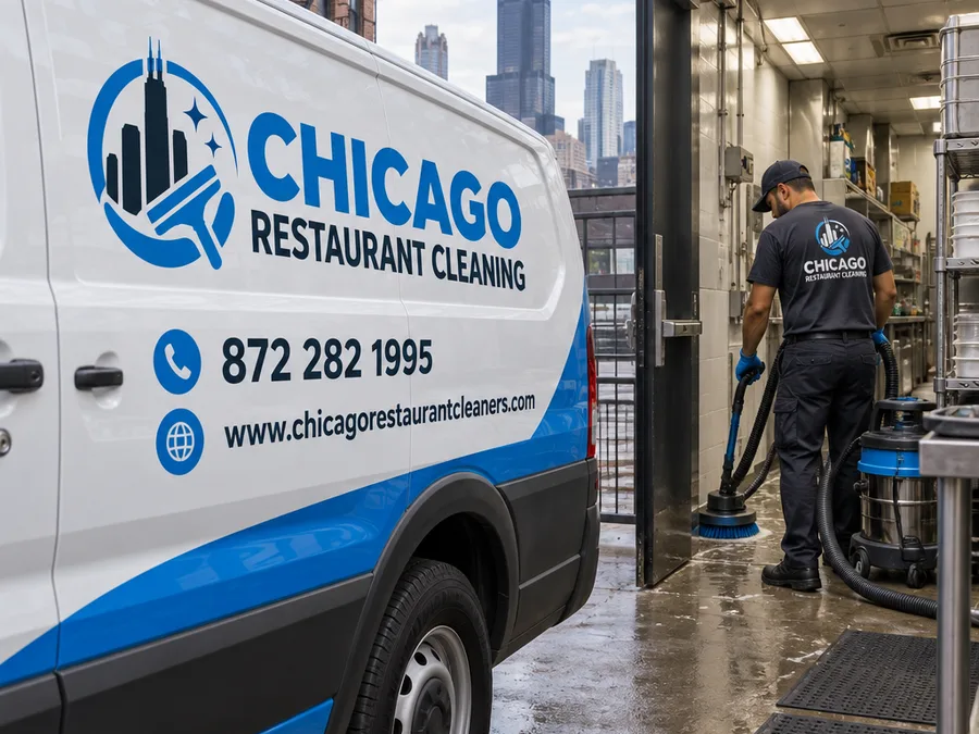 Technician operating a compact scrubber and vacuum recovery tool along base coves in a tight restaurant corridor